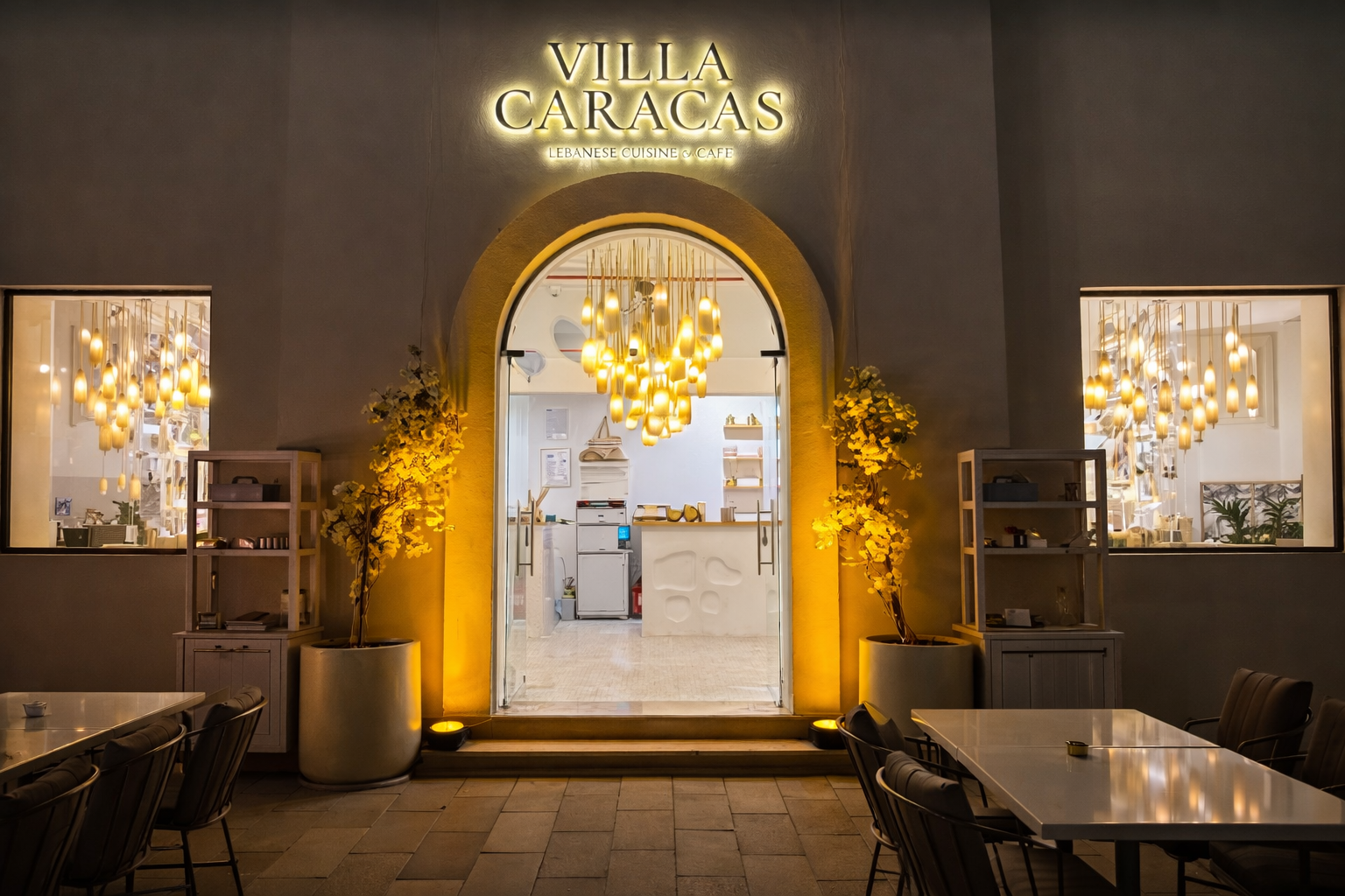 Elegant entrance of Villa Caracas Cafe
