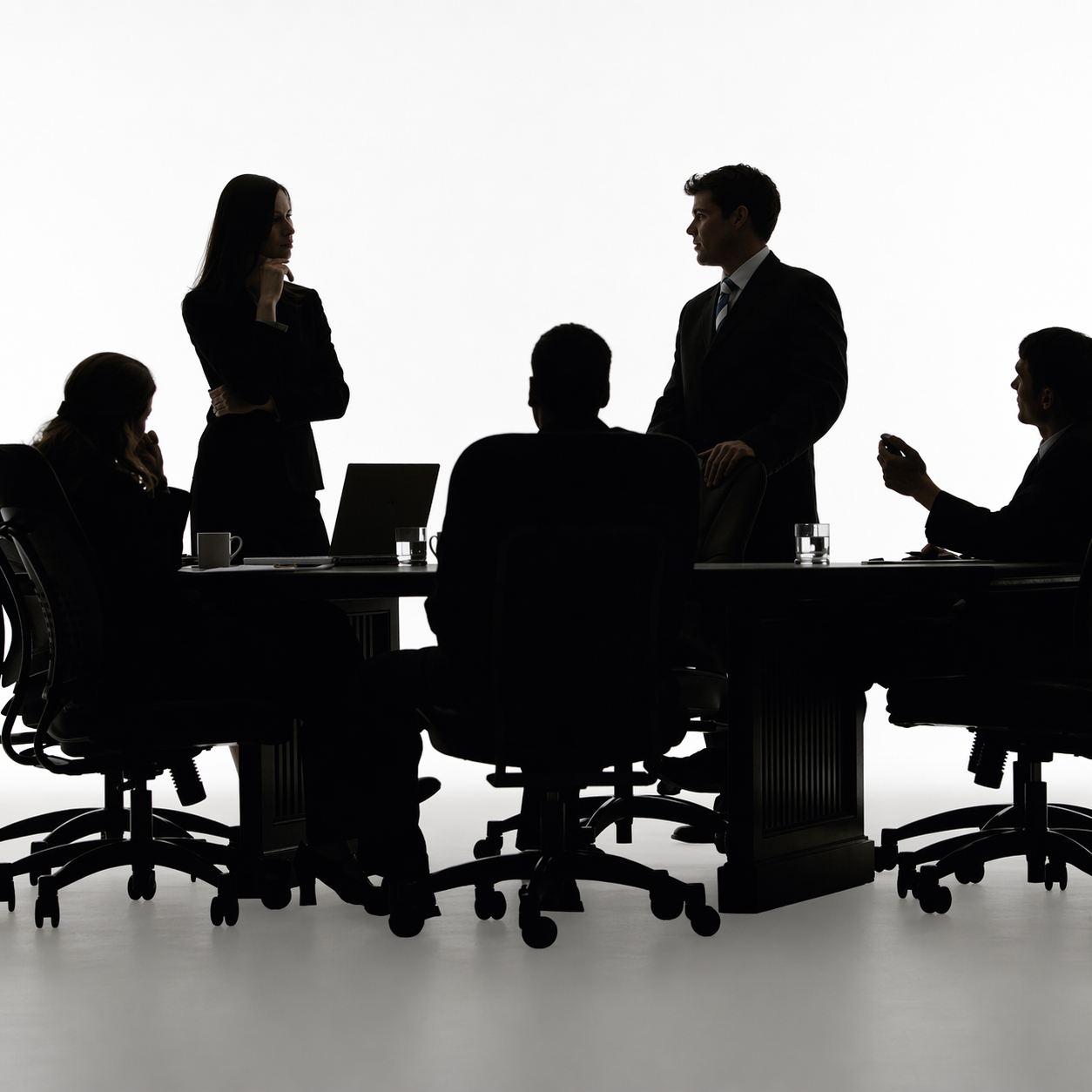 Business discussion in silhouette