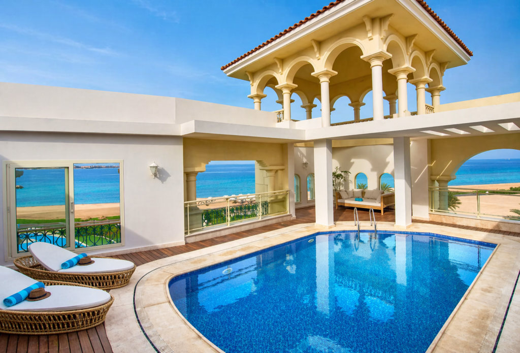 Luxury rooftop terrace with ocean views