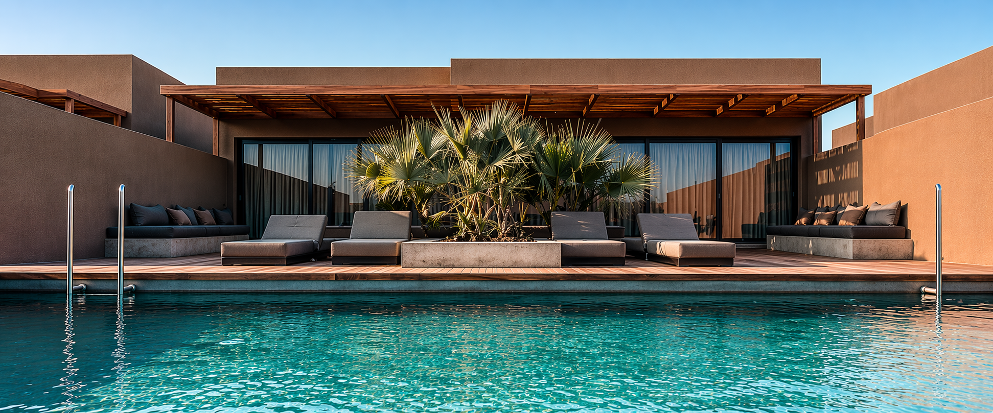 Modern villa with poolside
